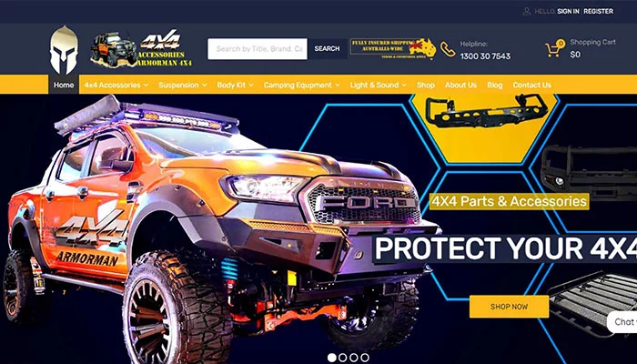 Web development for online business of the local auto parts brand